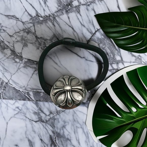 Make old vintage cross leather band Chrome Hearts sterling silver 925 scrunchie - Picture 4 of 8